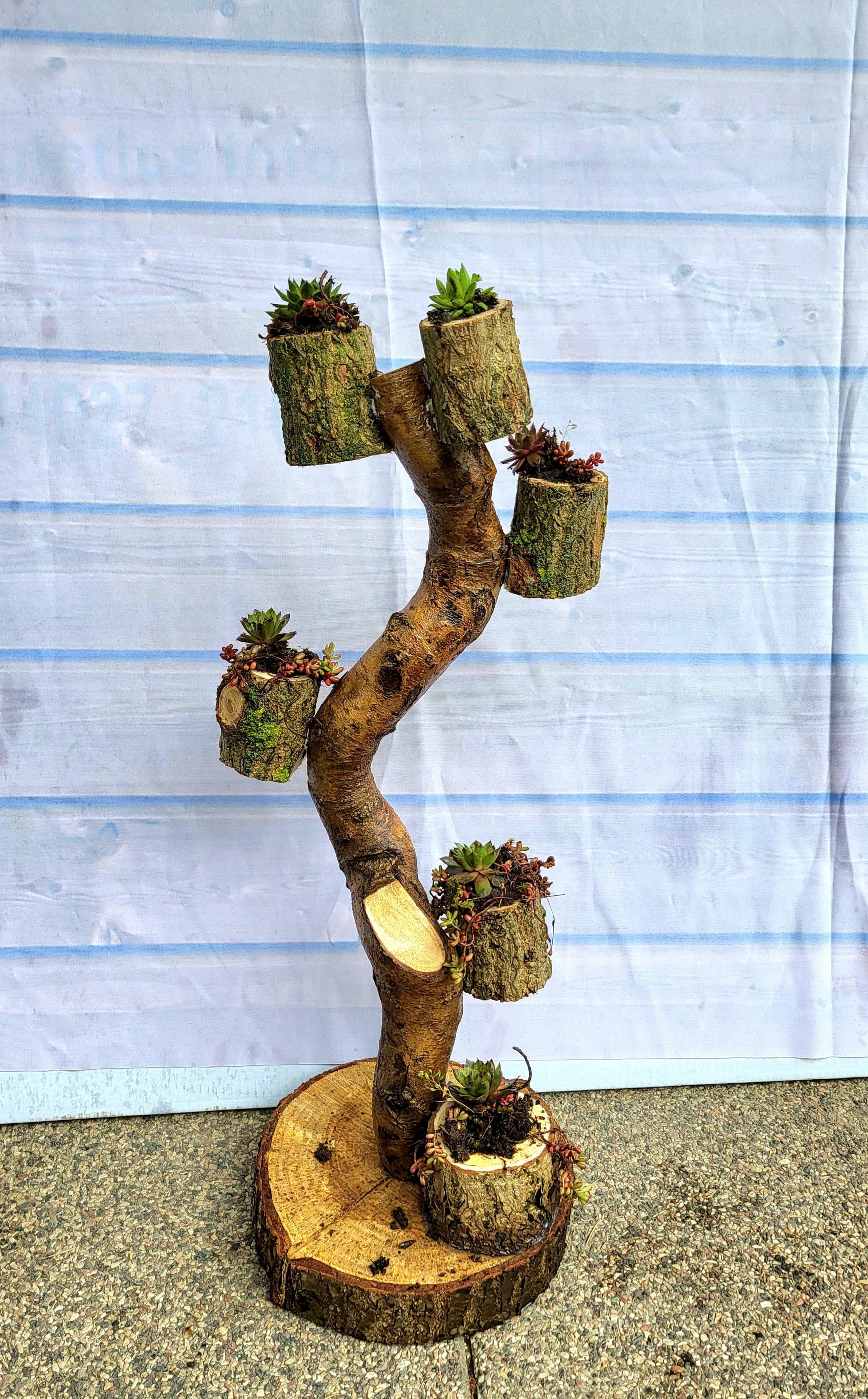 Holzsäule mit Pflanzenhalter – Bild 3