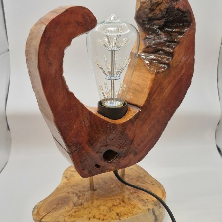 Handgefertigte Lampe aus Holzwurzel